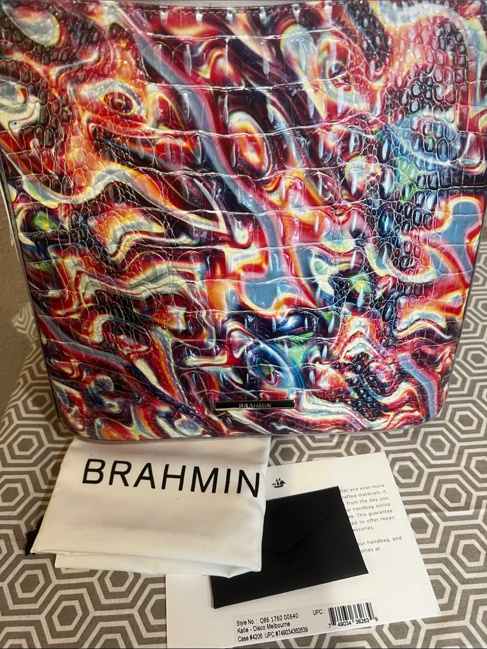 Brahmin Multicolor KATIE. Disco Melbourne. Genuine leather crossbody gold